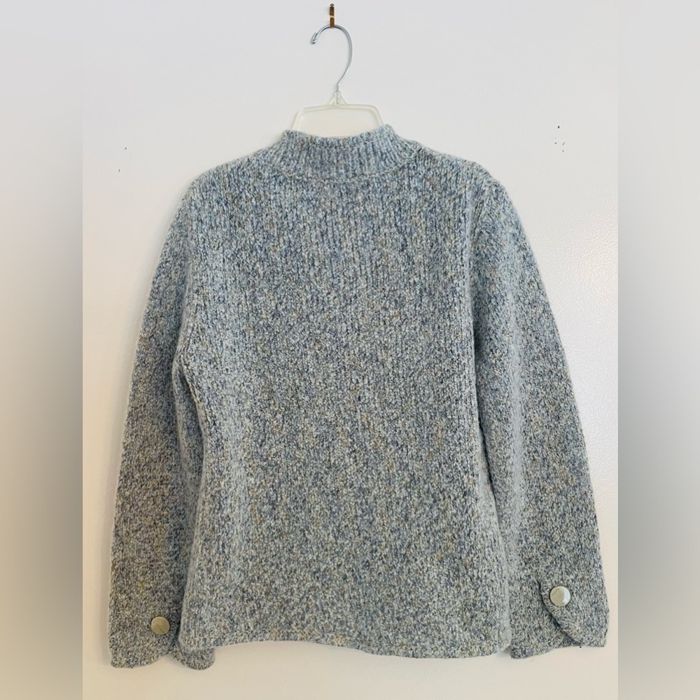Comfy and Cozy ALPS Alpaca Blend Blue-Grey Button Cardigan Sweater Size Small - Picture 3 of 9